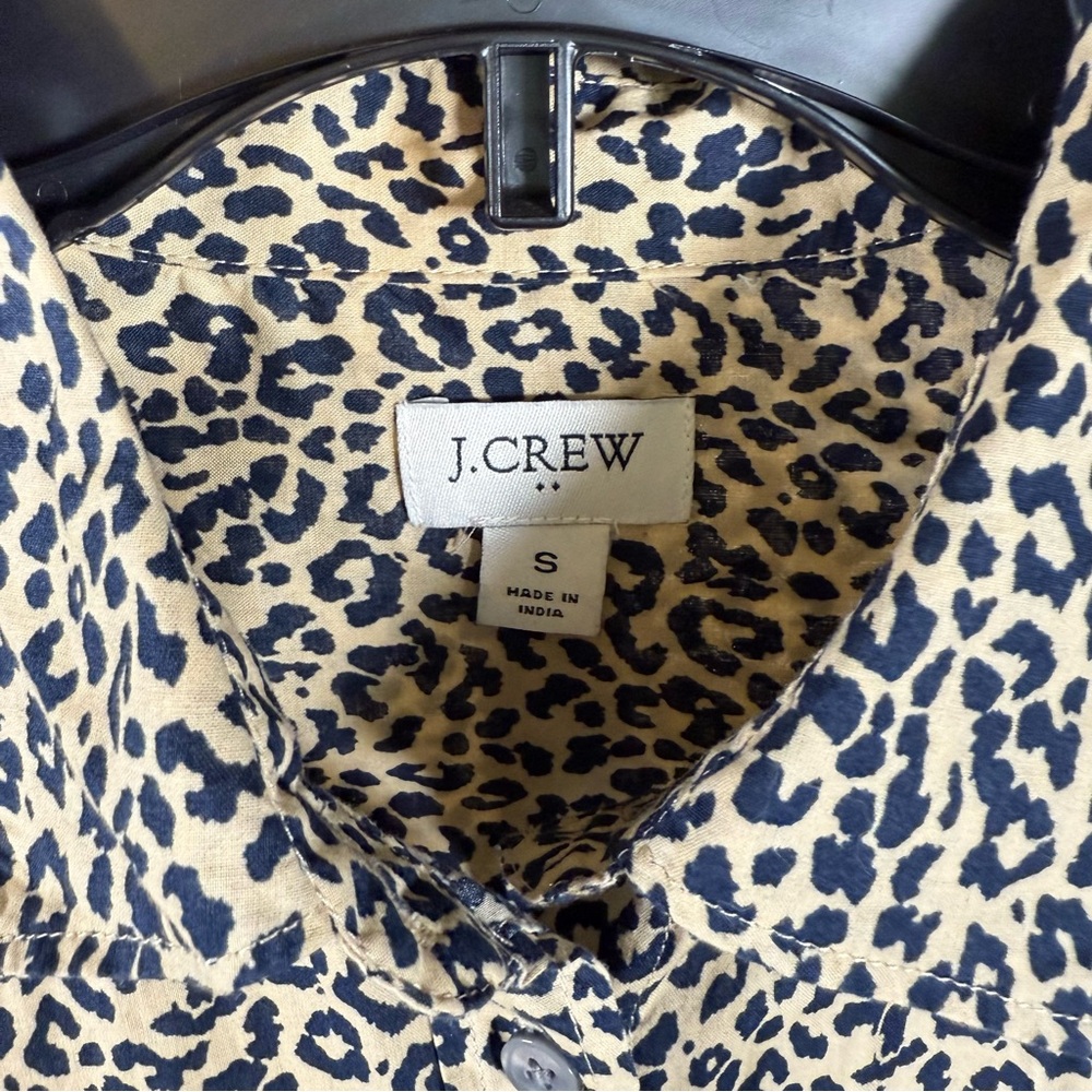 J Crew Leopard Print Button Down Small Classic Animal Print Lightweight Workwear - Picture 4 of 11